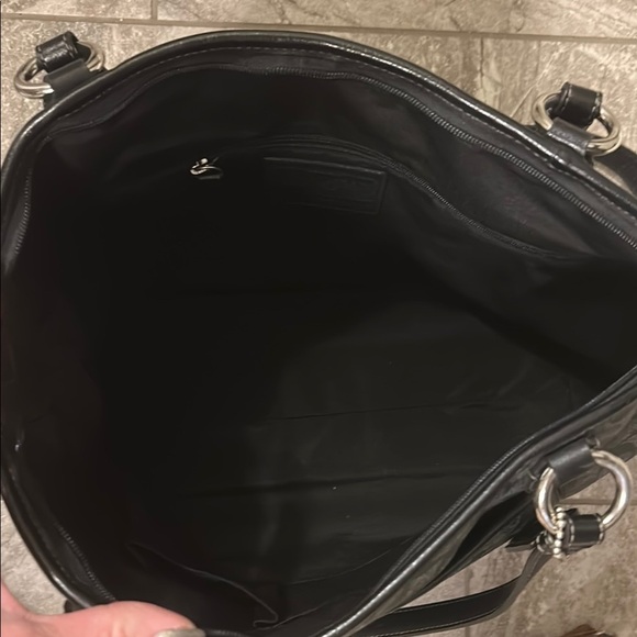 Coach Black Monogram Tote with Leather Handles - Picture 7 of 15
